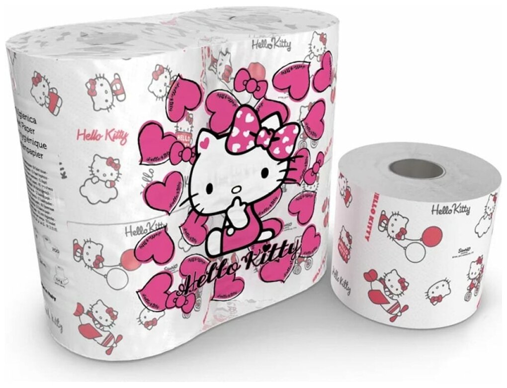 Туалетная бумага World cart hello kitty 4сл 4рул (I043A112-10HKD) - фото №1