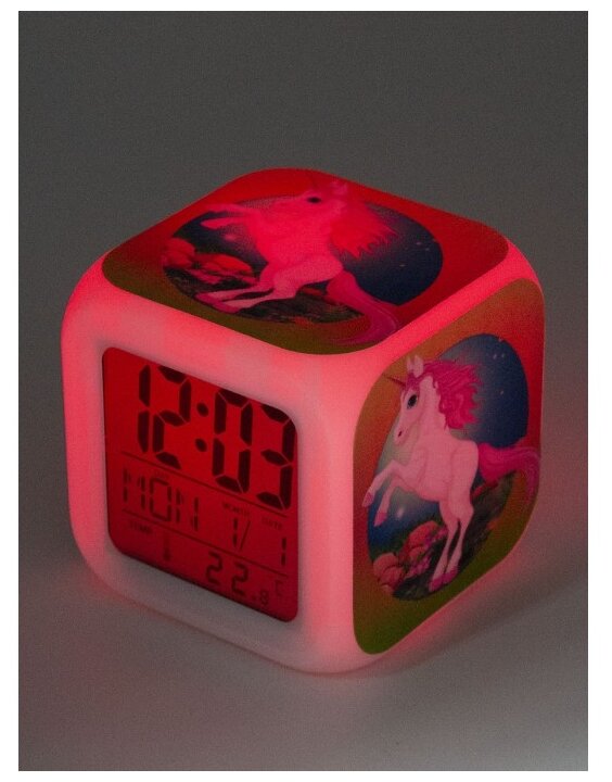 Часы-будильник Единорог с подсветкой №25 - фотография № 2