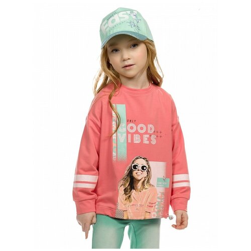 фото Толстовка д/дев pelican gfn3160/1/коралловый(16) р.104 рост 98-104