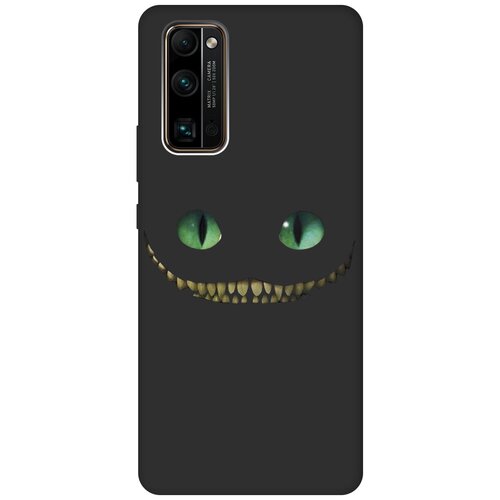 фото Ультратонкая защитная накладка soft touch для honor 30 pro+ с принтом "улыбка чеширского кота" черная gosso