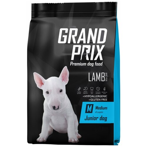 Корм Grand Prix Medium Junior Lamb and Rice для щенков средних пород и юниоров, с ягненком и рисом, 2.5 кг