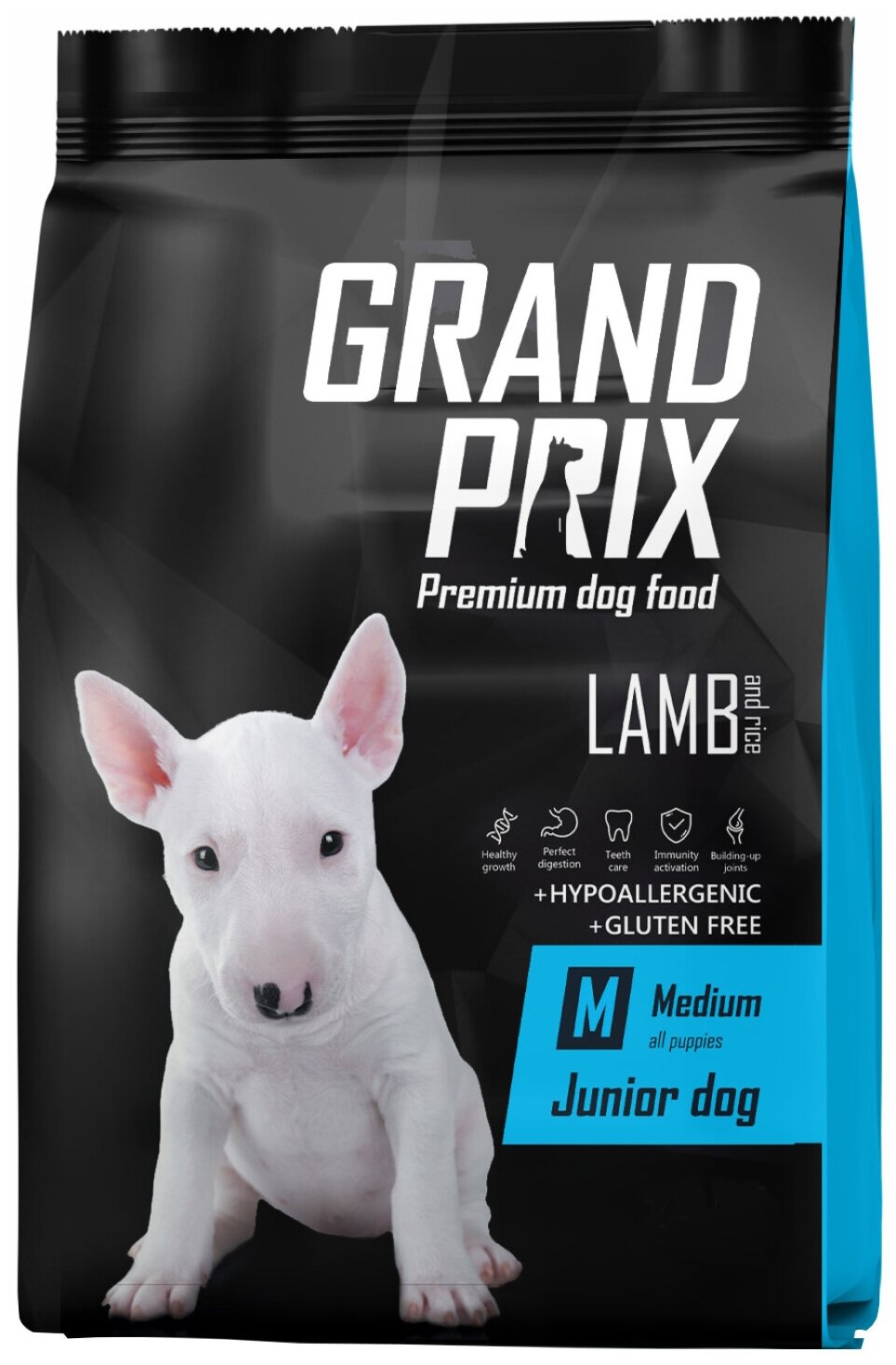 Корм Grand Prix Medium Junior Lamb and Rice для щенков средних пород и юниоров, с ягненком и рисом, 2.5 кг