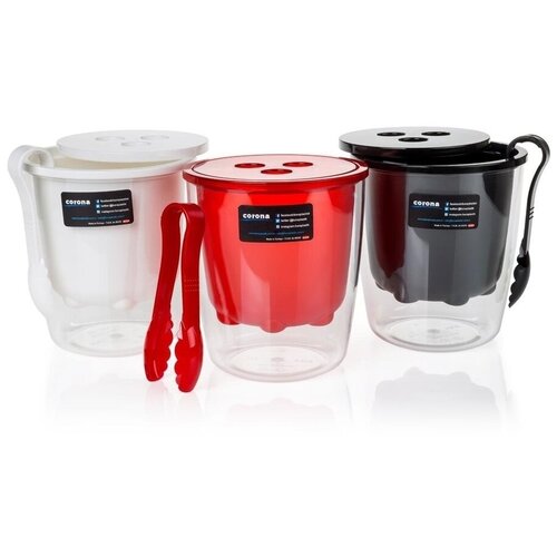 Ведерко для льда Н172хD155 мм со щипцами пластик прозрачное BORA 1 шт