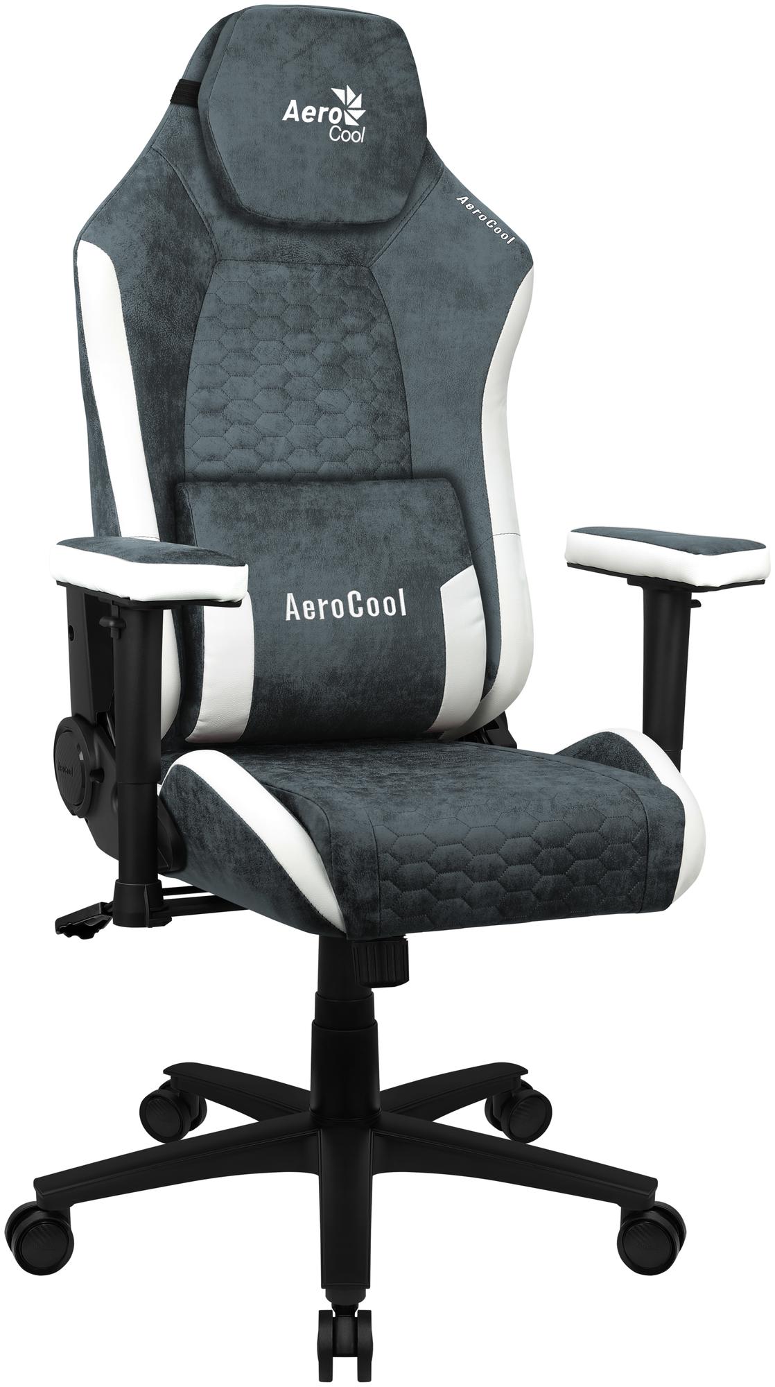 Кресло Aerocool CROWN AeroSuede Steel Blue (<150кг, ткань AeroSuede, 2 подушки, 2D подлокотник)