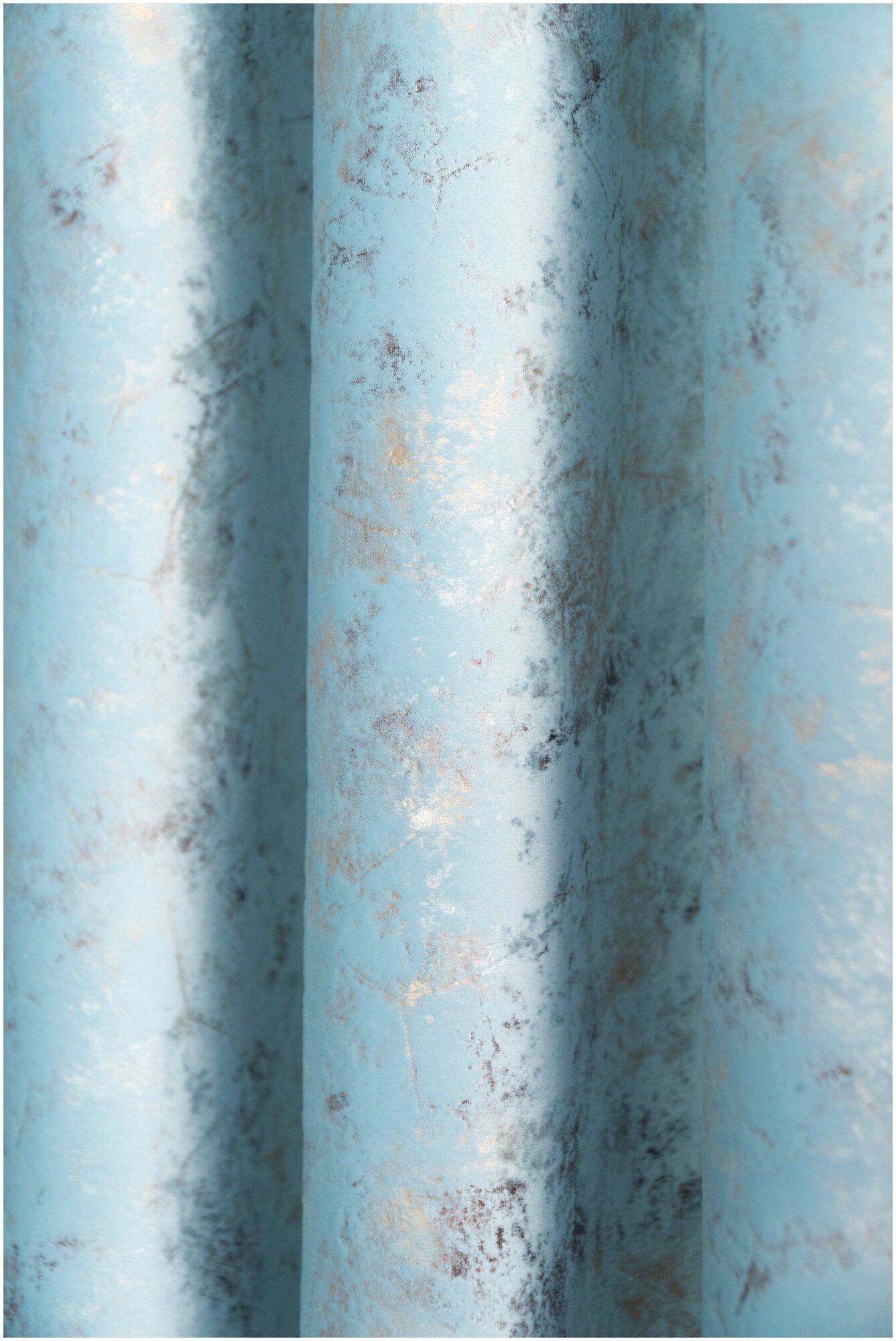 Портьерная штора PEORA Бархат (велюр) B7251-С2 Голубой 200*260 см - фотография № 8