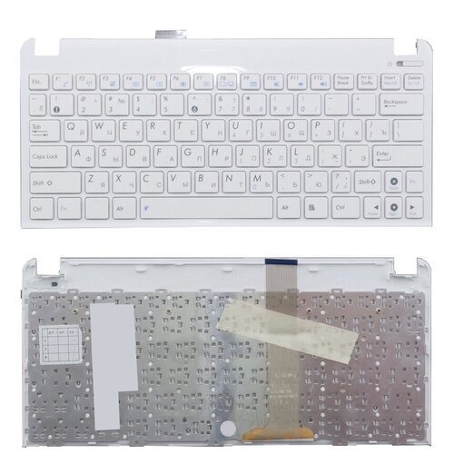 Клавиатура (топ-панель) для ноутбука Asus Eee PC 1011CX белая с белым топкейсом (версия 1) клавиатура для ноутбука asus eee pc 1011pxd русская белая с белым топкейсом ver 1