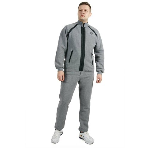 фото Костюм crosssport, толстовка и брюки, силуэт прямой, карманы, утепленный, размер 46, серый, черный