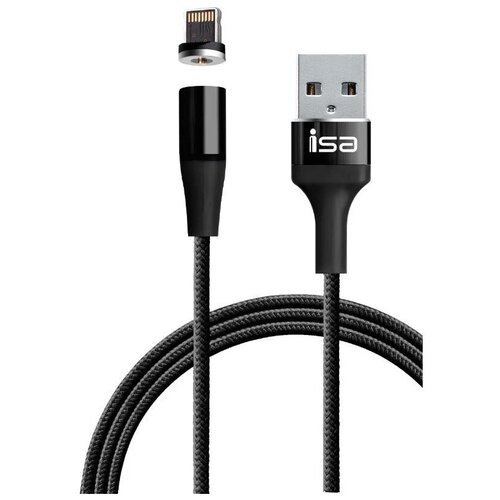 Кабель USB ISA MC-02 1m. Lightning Black (магнитный)