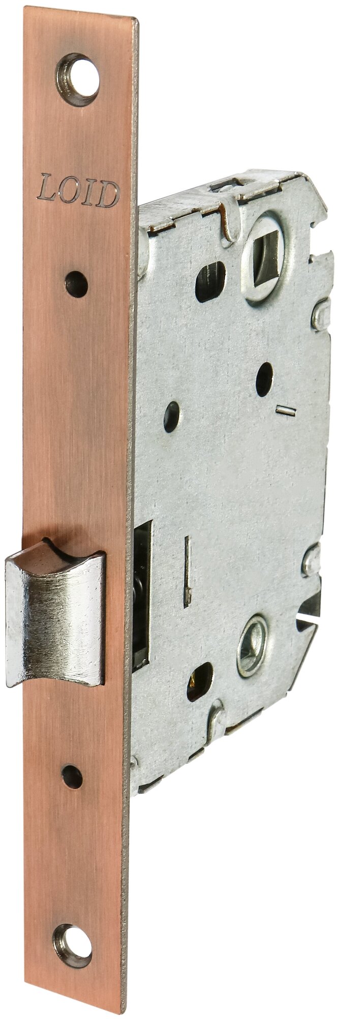 Врезной межкомнатный сантехнический дверной замок Loid M-2055 B (межосевое 70 мм) AC Античная медь - фотография № 1