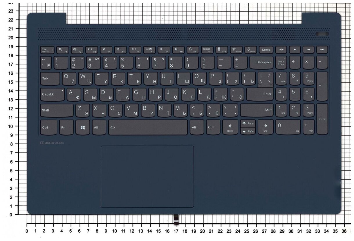 Клавиатура для ноутбука Lenovo 5CB0X56256 черная с синим топкейсом и подсветкой