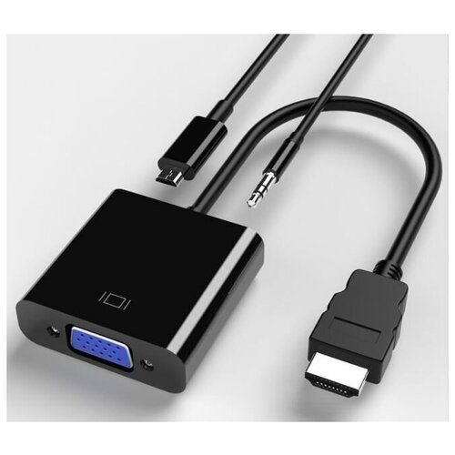 Переходник конвертер адаптер с HDMI на VGA c AUX и кабелем питания. aдаптер переходник с hdmi на vga с кабелем aux fixtor ot 5169 белый в пакете