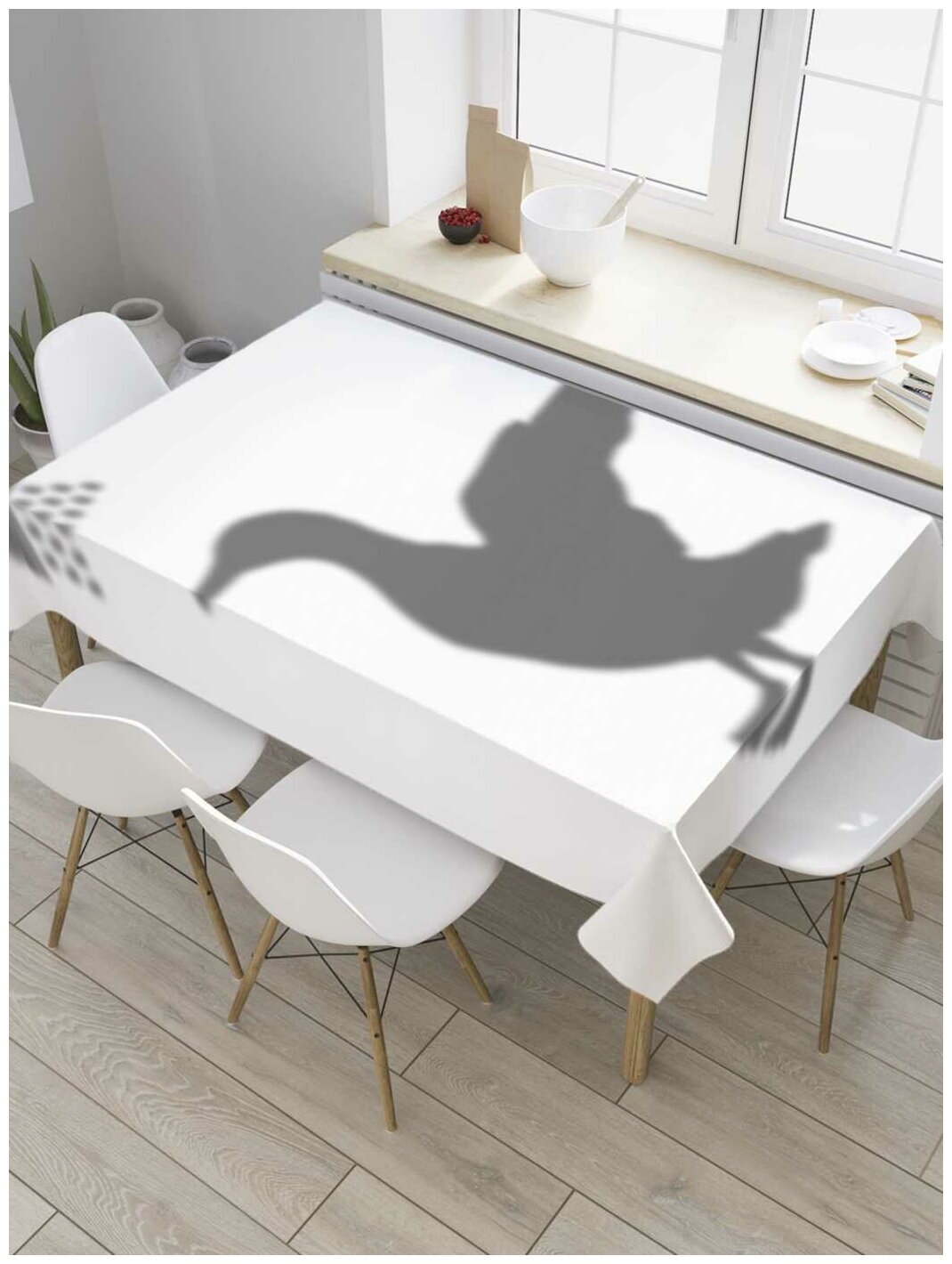 Скатерть прямоугольная JoyArty на кухонный стол "Гусь в душе" из оксфорда, 180x145 см
