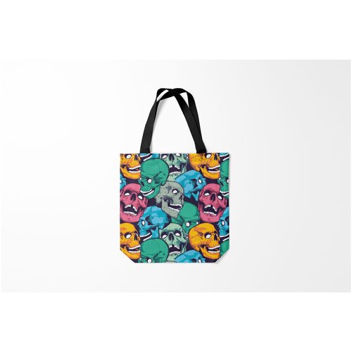 фото Сумка-шоппер / 40х40 см / популярные иллюстрации / черепа разноцветные burnettie