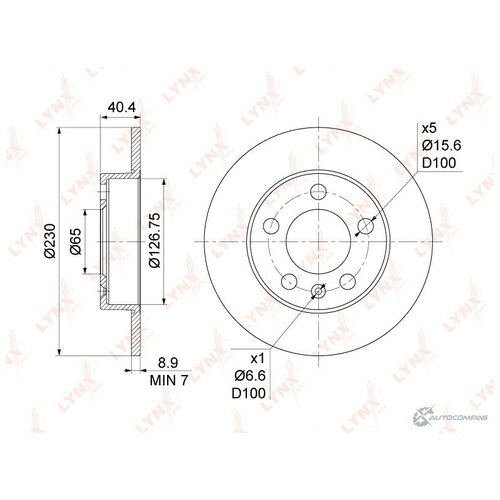 LYNXAUTO BN1194 BN-1194_диск тормозной задн.!\ Audi A3 96-03, VW Bora 98-05/Golf IV 98-05/Polo 01>