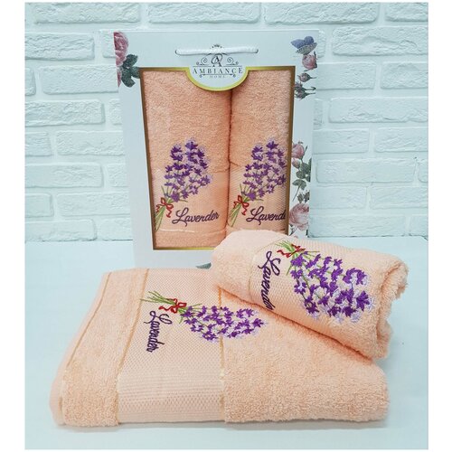 фото Ambiance набор полотенец shawnee цвет: персиковый br20290 (50х90 см,70х140 см)
