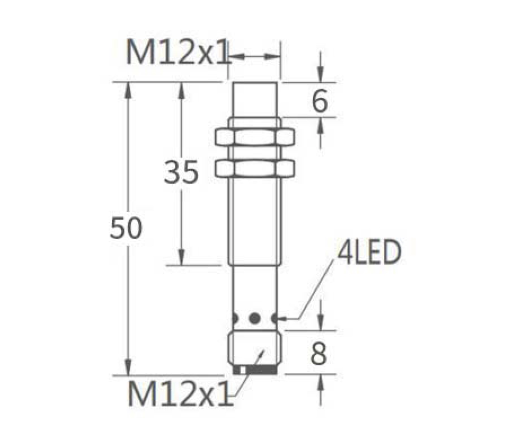 Индуктивный датчик Prompower KT112-D08PA-DS1250-LY латунь незаподлицо М12 8 PNP-НО разъём М12