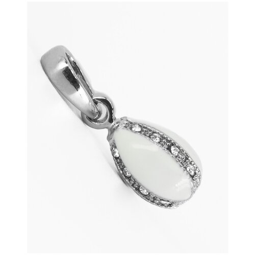 фото Подвеска "св" в стиле фаберже "царская" 1,6 см белая / серебристая