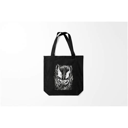фото Сумка-шоппер / 40х40 см / популярные иллюстрации / свирепый носорог burnettie