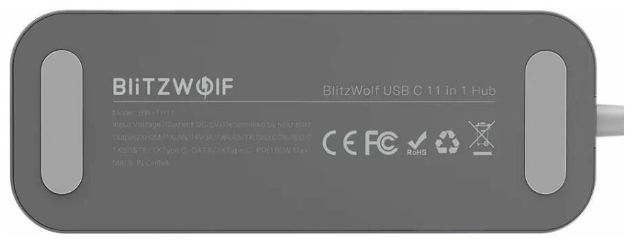 USB-Хаб BlitzWolf BW-TH11 11 in 1 USB-C Data Hub Dual HDMI Ports Grey