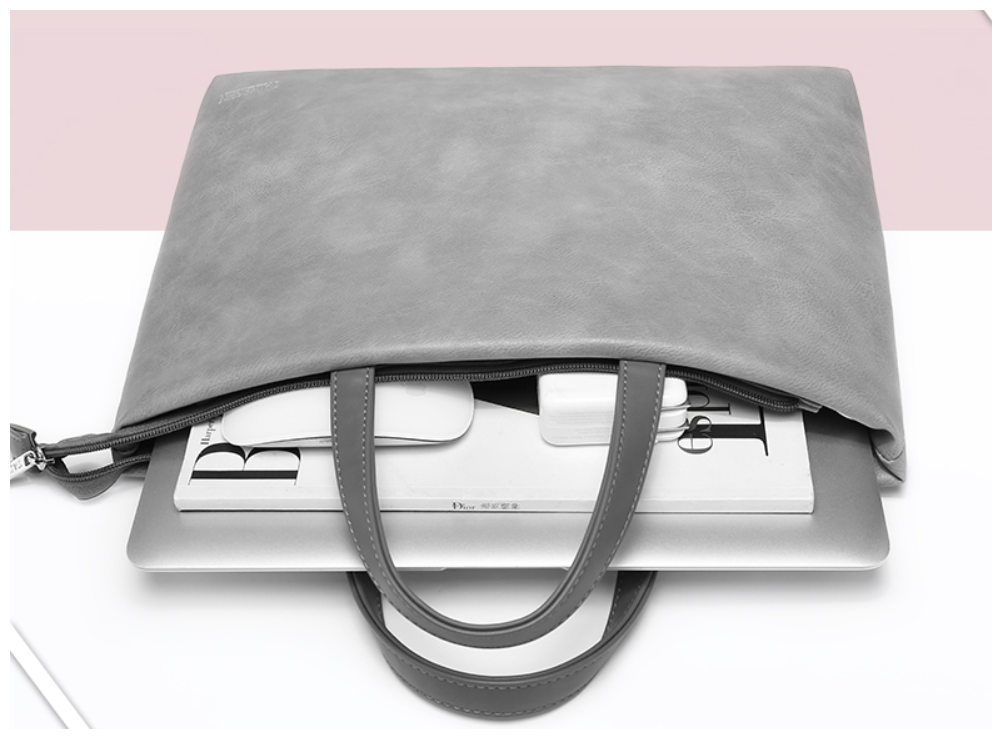 Сумка для ноутбука MyPads M120947 из качественной импортной эко-кожи женская модная для ноутбуков Acer Honor Xiaomi MSI Macbook + сумочка для аксессуаров серого цвета (156/ 160" дюймов)