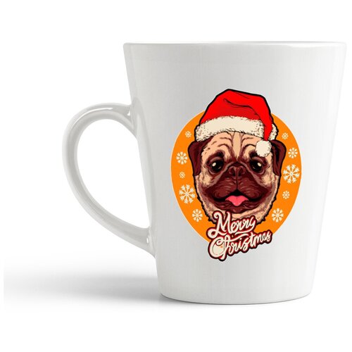 фото Кружка-латте coolpodarok илюстрация новый год собака на рыжем фоне