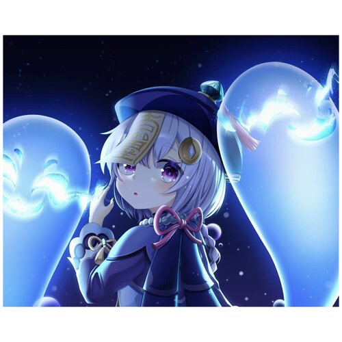 Фотообои Уютная стена Крио персонаж Ци Ци - Геншин Импакт 330х270 см Бесшовные Премиум единым полотном 16840₽