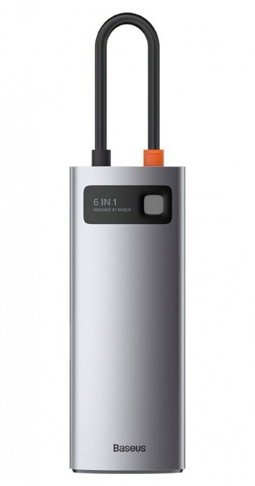 USB-концентратор Переходник для ноутбука USB-Хаб Baseus Metal Gleam Series 6-in-1 CAHUB-CW0G USB 30 HDMI Type-C RJ-45 Space Grey