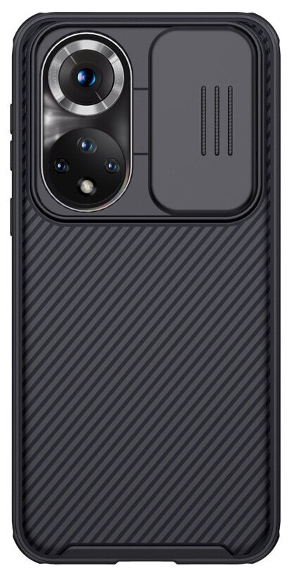 Чехол панель-бампер MyPads из пластика с закрывающейся камерой и матовой отделкой под карбон для Huawei Honor 50 / Huawei Nova 9 с защитой шторко...