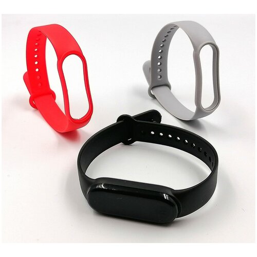 Фитнес браслет М6 с измерением давления и пульсометром умный браслет с экраном - 3 браслета черный красный серый 55000₽
