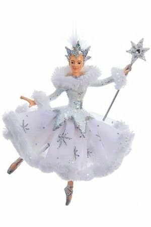 Ёлочная игрушка снежная королева балерина, полистоун, текстиль, 18 см, Kurts Adler C9256