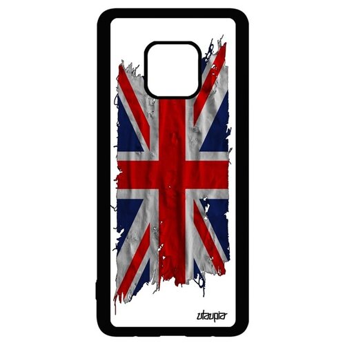 фото Противоударный чехол для смартфона // huawei mate 20 pro // "флаг английский на ткани" страна дизайн, utaupia, белый