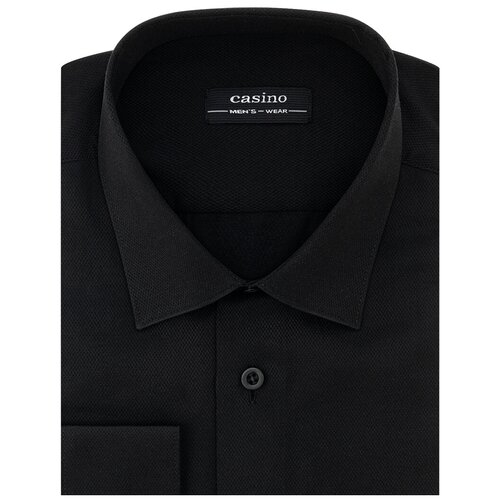 фото Рубашка мужская длинный рукав casino c343/157/4169/z, полуприталенный силуэт / regular fit, цвет черный, рост 174-184, размер ворота 44