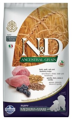 FARMINA Сухой низкозерновой корм для щенков всех пород ANCESTRAL GRAIN LINE ягненок с черникой Н Д 11268 2,5 кг 38984