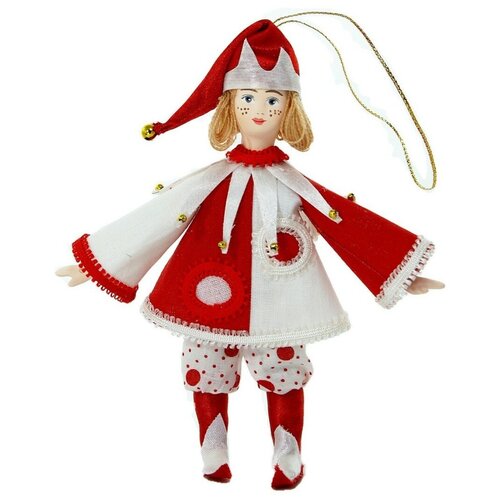 Кукла подвесная сувенирная фарфоровая в русском народном костюме Петрушка (Скоморох) кукла сувенирная девушка в русском костюме