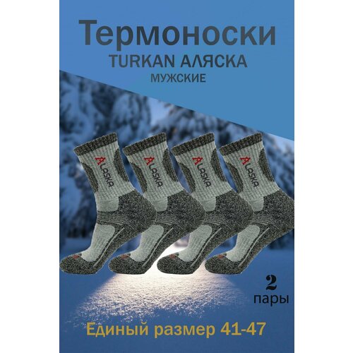 Носки Turkan, 2 пары, размер 41-47, серый термоноски мужские 41 47 набор термо носков аляска мини 4 пары