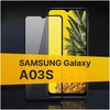 Полноэкранное защитное стекло для Samsung Galaxy A03S / Стекло для Самсунг Галакси А03С / Закаленное стекло с олеофобным покрытием и черной рамкой Full Glue Premium (Черный) - изображение