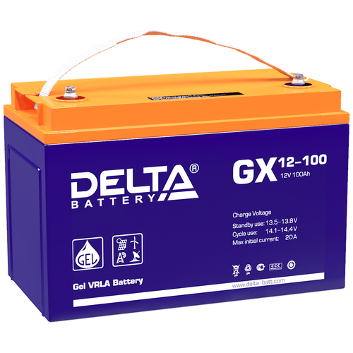 Аккумуляторная батарея DELTA Battery GX 12-100 12В 100 А·ч аккумуляторная батарея delta battery gx 12 24 12в 24 а·ч