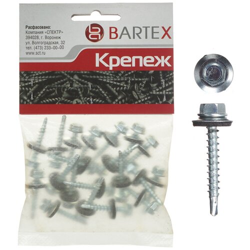 BARTEX Саморез кровельный 4.8x38 цинк в пакетах по 15шт 211722