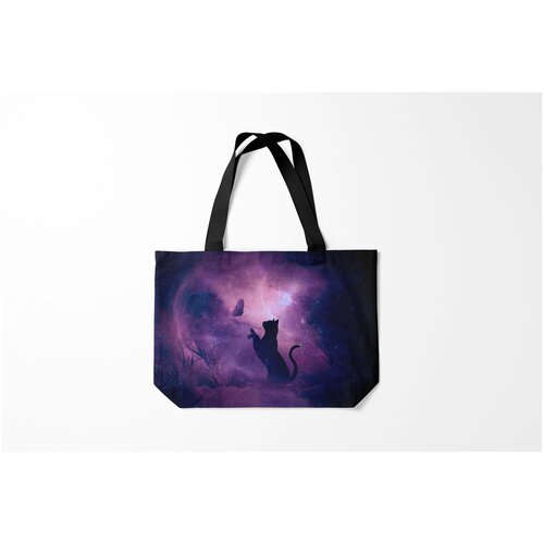 фото Сумка-шоппер / 46х35 см / звери / коты и кошки бабочка кот силуэт фиолетовый burnettie