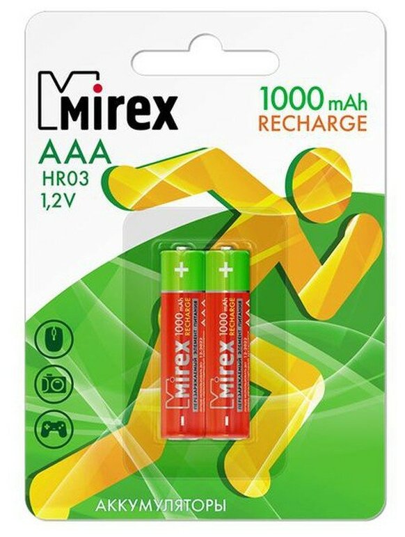 Аккумулятор тип AAA Mirex 1000mAh (2шт в блистере) 23702-HR03-10-E2