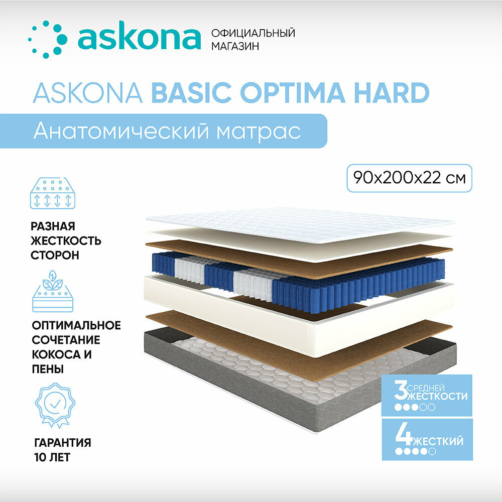 Матрас анатомический Askona (Аскона) Basic Optima Hard 90х200