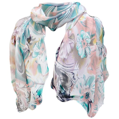 фото Шарф crystel eden,190х40 см, one size, розовый, зеленый