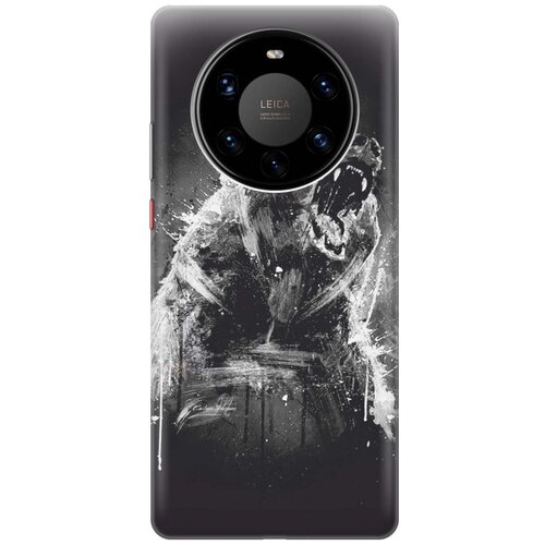 фото Ультратонкий силиконовый чехол-накладка для huawei mate 40 pro+ с принтом "разъяренный медведь" gosso