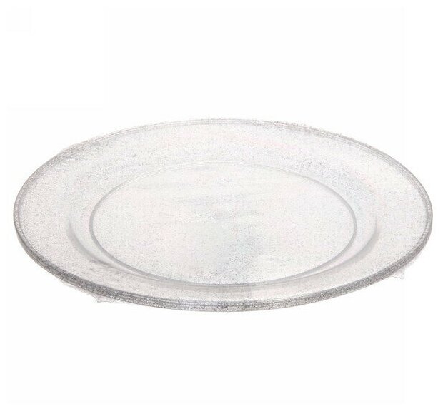 Тарелка одноразовая 23 см «Блестки серебро» в наборе 3шт - фотография № 3