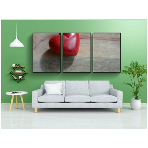 фото Набор модулных постеров для интерьера "сердце, красный, день святого валентина" 60x90 см. в тубусе, без рамки lotsprints