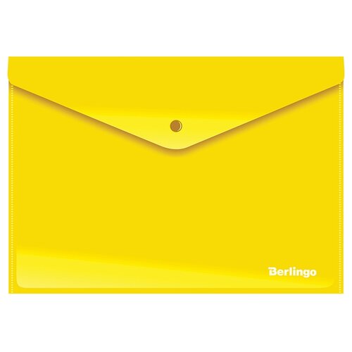 Berlingo папка-конверт на кнопке А4, пластик непрозрачный 180 мкм, желтый