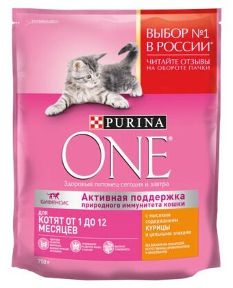 Purina One Сухой корм для котят с курицей и злаками 1235313712397498 0,2 кг 37488 (2 шт)