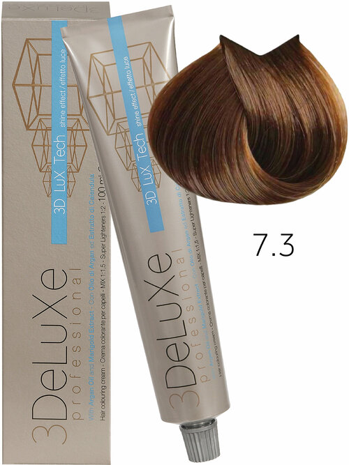 3Deluxe крем-краска для волос 3D Lux Tech, 7.3 блондин золотистый