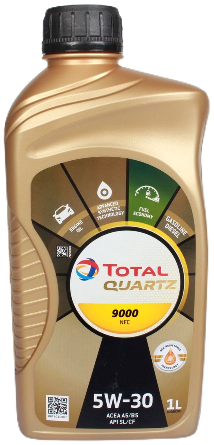 Синтетическое моторное масло TOTAL Quartz 9000 NFC 5W-30, 1 л, 1 кг