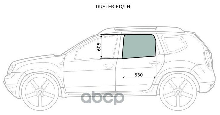 Стекло Заднее Левое Опускное Renault Duster 10-21/Nissan Terrano 14- XYG арт. DUSTER RD/LH